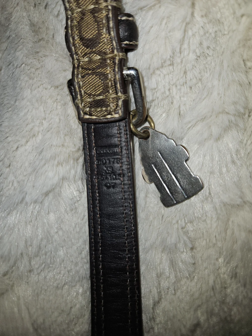 COACH BROWN LEATHER BROWN JACQUARD SIGNATURE C DOG PET COLLAR 60178 XS - Picture 6 of 8